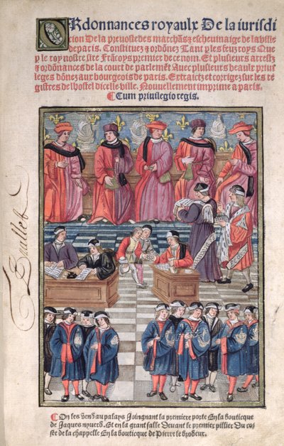 Provost of Merchants and Aldermen of Paris, Scene of Tax Collection, Title Page from 